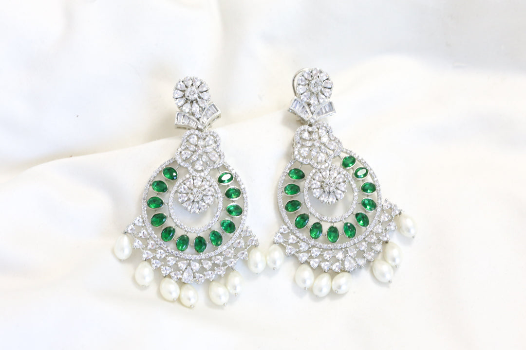 Premium CZ & Hydro Chandbaali - Green
