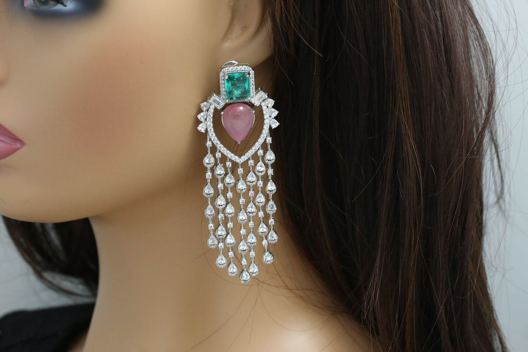 Premium Pink Doublet CZ Earrings