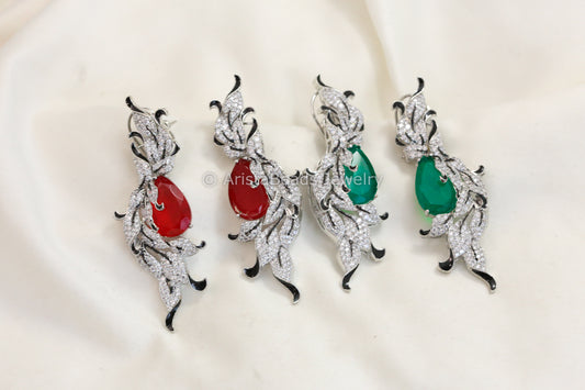 Contemporary CZ Enamel Doublet Earrings
