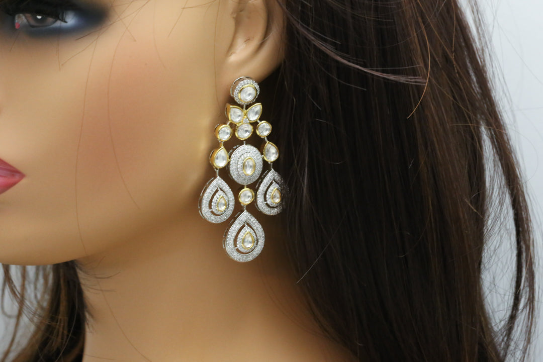 Micro CZ Kundan Polki Earrings
