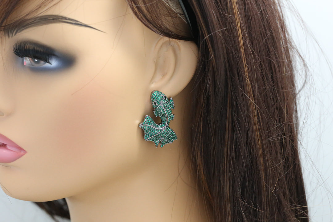 Premium Pave Setting CZ Earrings - Green