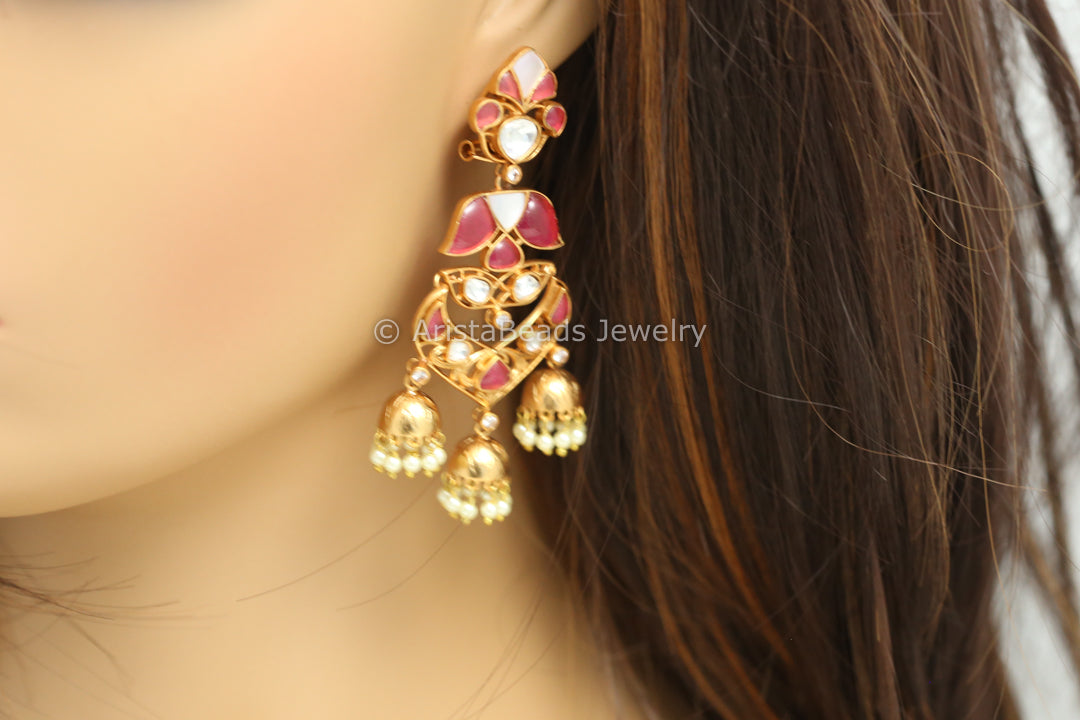 Red Kundan & MOP Kundan Jhumka