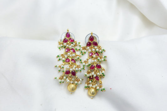 Dainty Pachi Kundan Earrings - Ruby