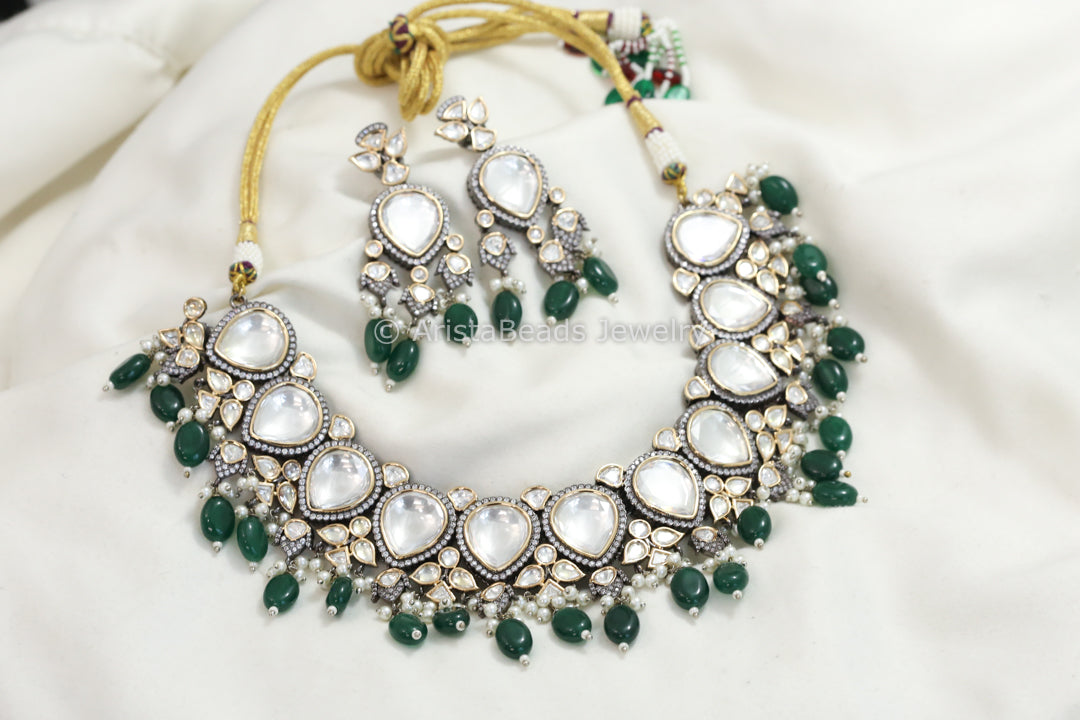 Premium  Victorian Uncut Polki Kundan Set