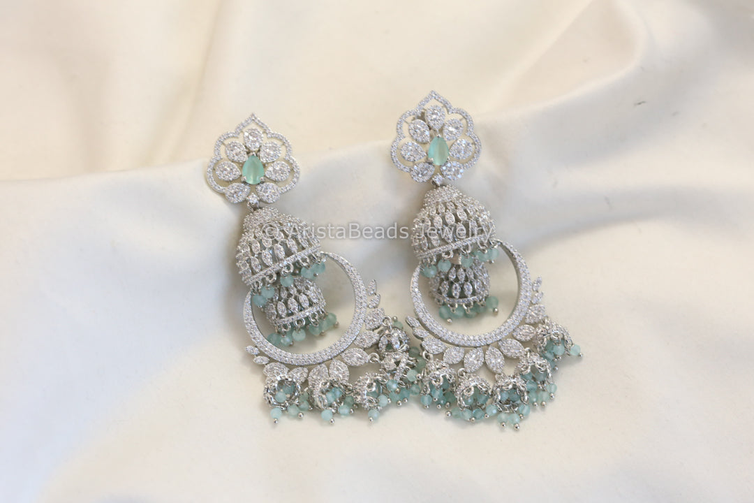 Nano CZ Chandbaai Jhumka - Mint