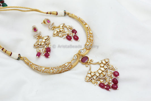 Real Moissanite & Nano CZ Hasli Set - Red