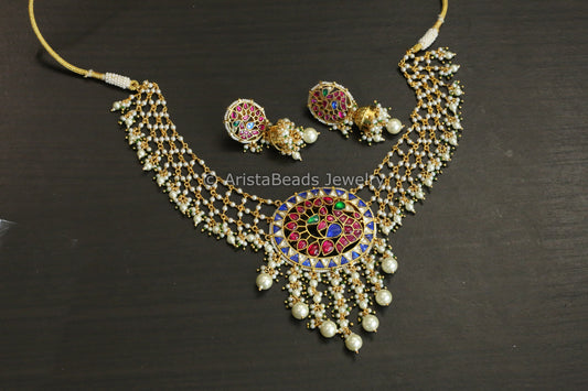 Fine Pachi Kundan Jaal Work Necklace Set