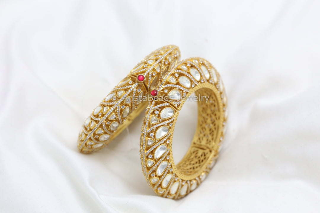 Real Moissanite & Nano CZ Pacheli Bangle (2.2 Openable Single/ Pair)