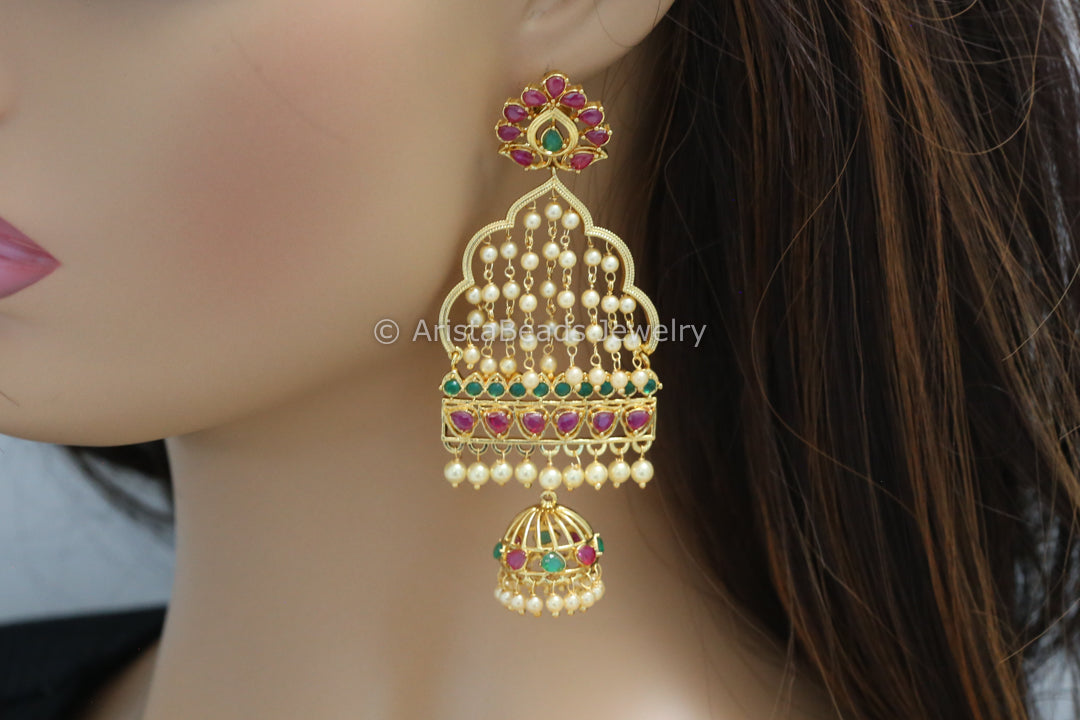 Jharoka Antique Gold Jhumka
