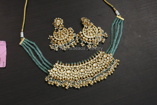Aventurine Pachi Kundan Choker/ Necklace Set