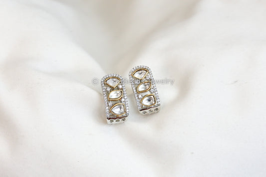 Dainty Kundan Earrings - Dual Tone