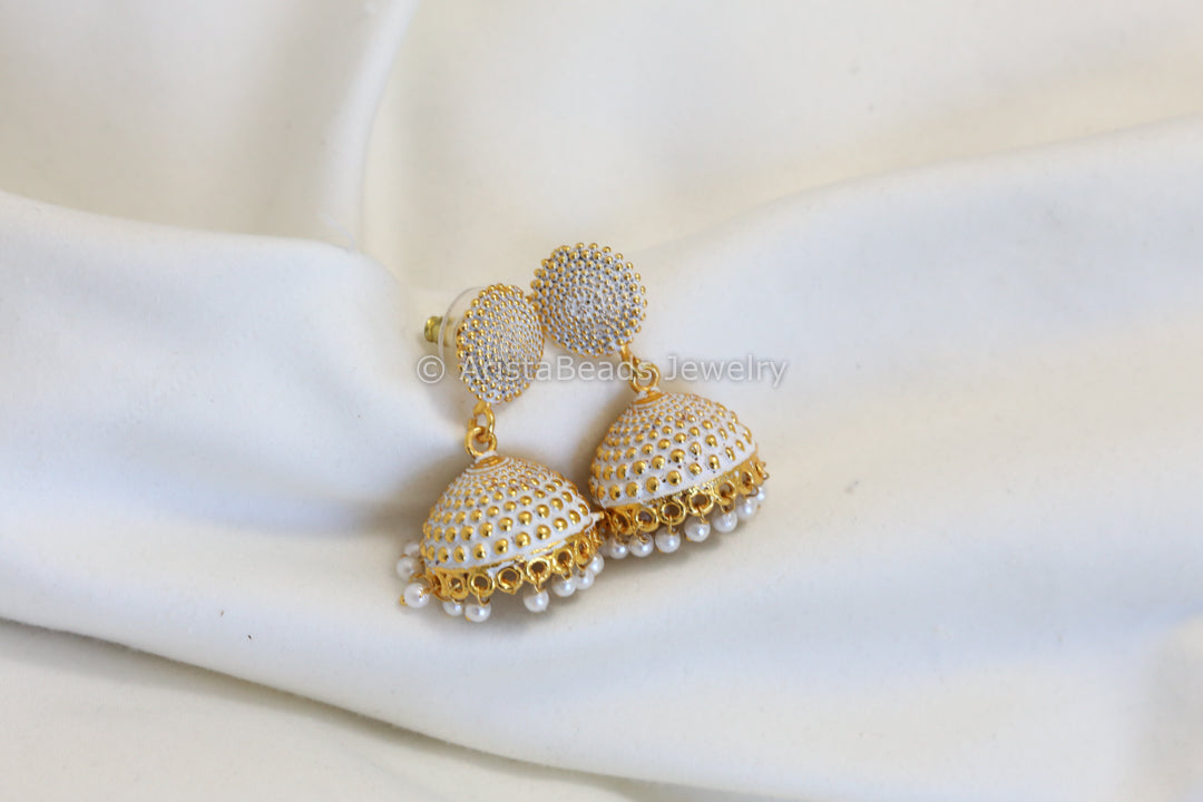 Ivory Enamel Jhumka