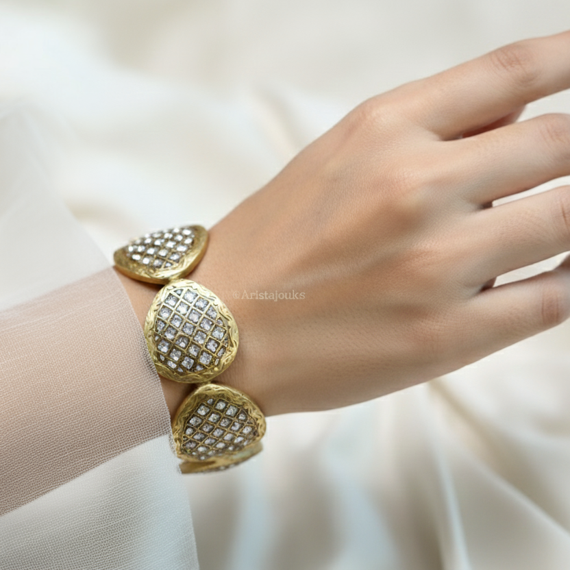 Roshini Designer Jadau Kundan Bangle Set (Openable)