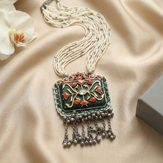 Fusion Inlay Stone SLA Necklace - Coral