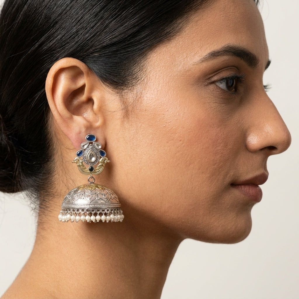 Dual Tone Jhumka - Blue