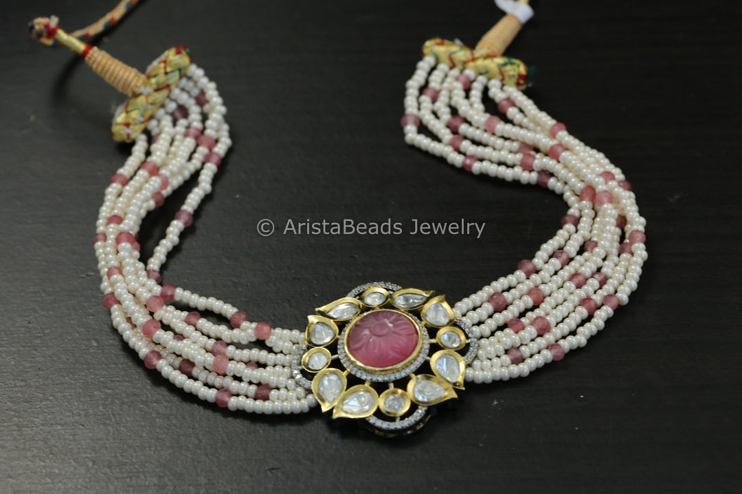Cute Pearl & Foil Kundan Choker