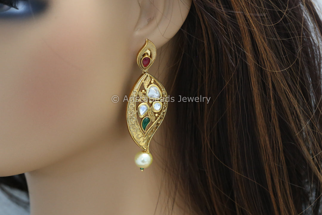 Paisley Kundan Earrings
