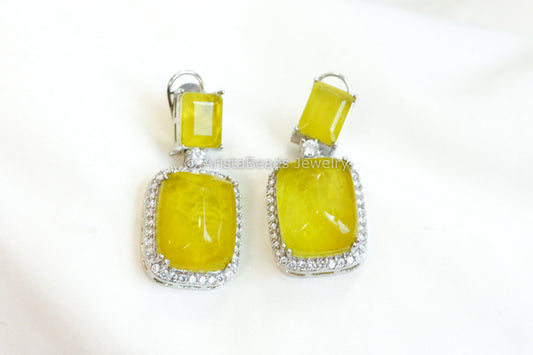 Deepika Yellow Doublet Earrings