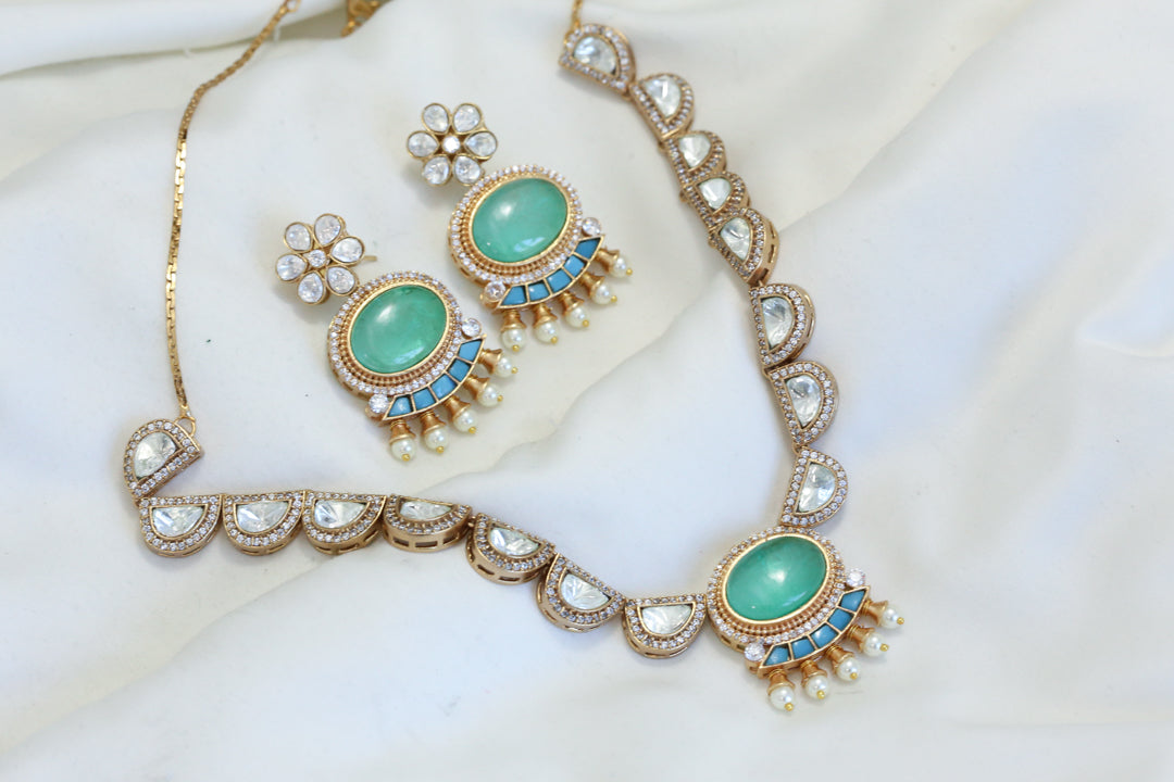 Premium Uncut Kundan Set - Mint