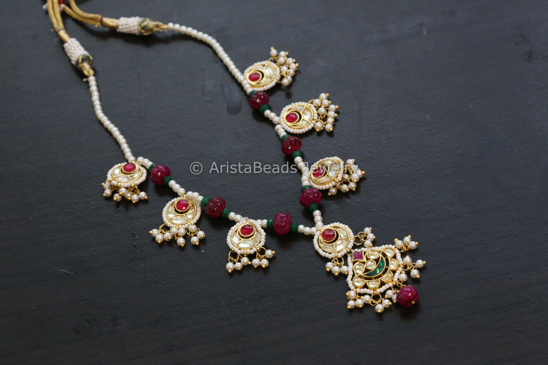 Pachi Kundan Motif Pearl Mala Necklace
