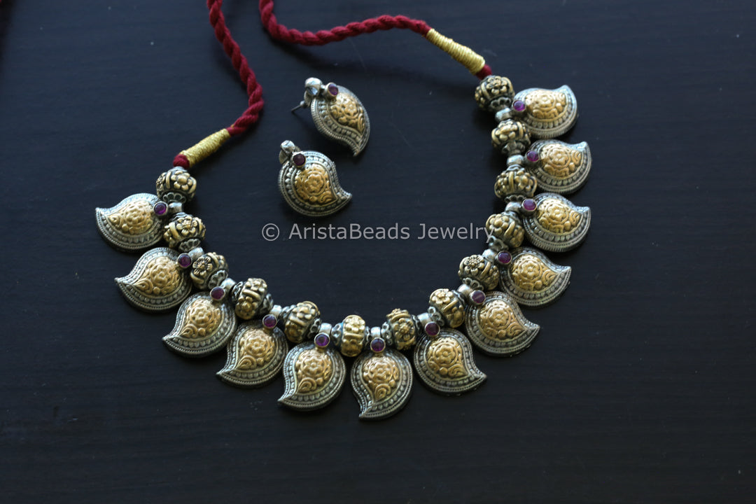 Next To Real Silver Mango Necklace - Dual Tone