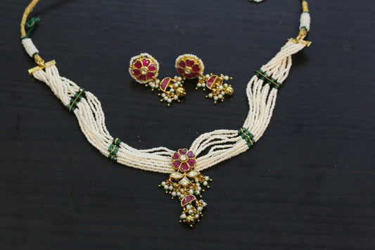 Dainty Pachi Necklace Set - Ruby