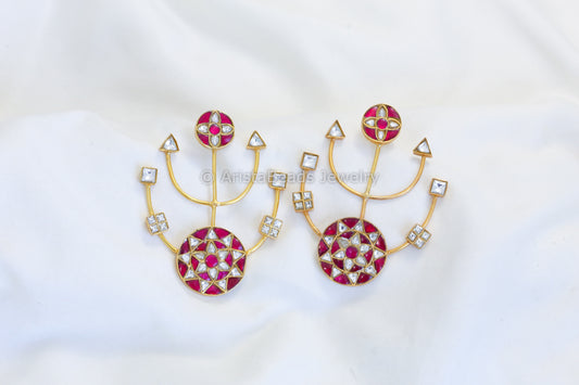 Contemporary Designer Jadau Earrings -Ruby