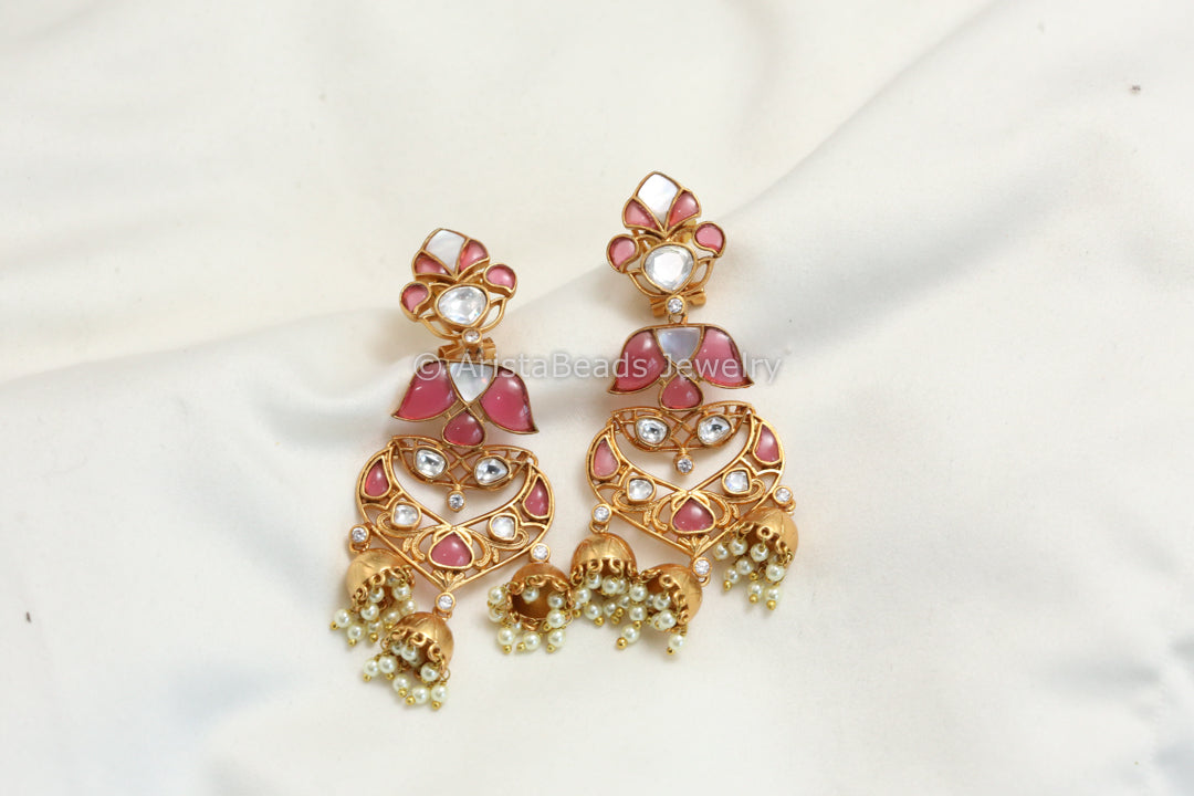 Red Kundan & MOP Kundan Jhumka