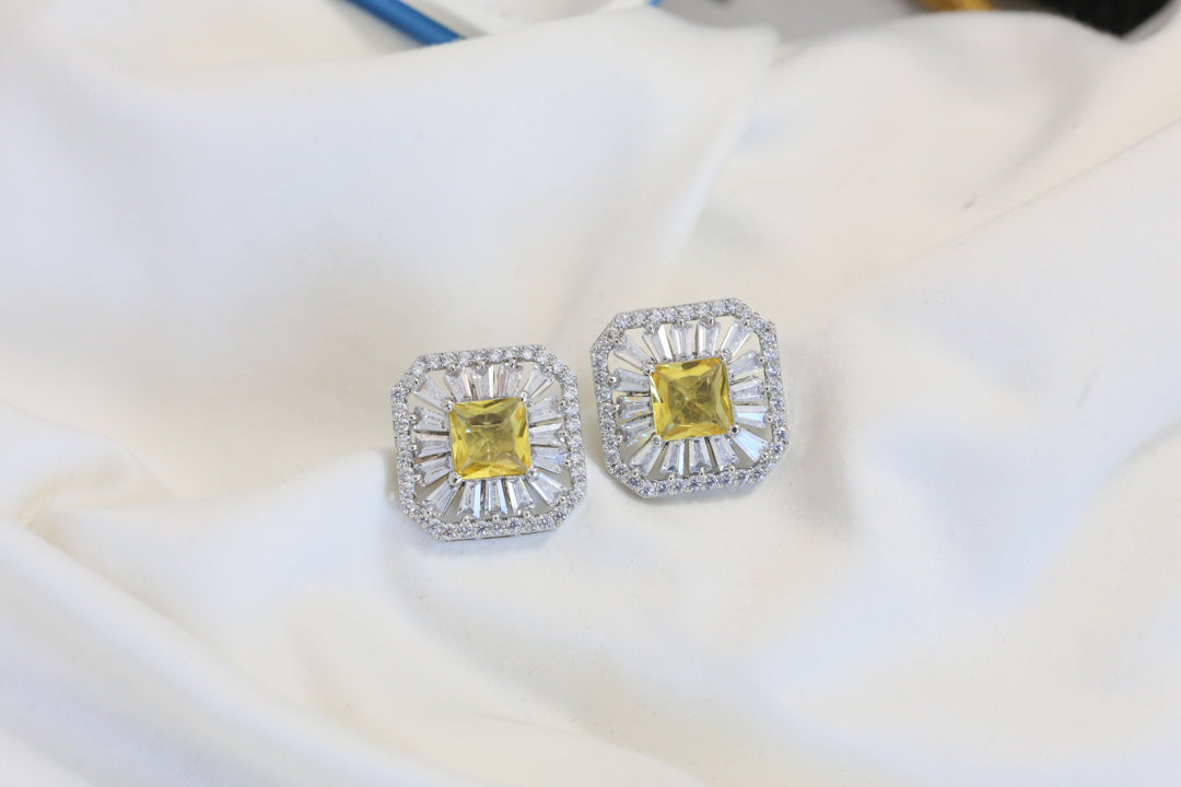 CZ Studs -Yellow