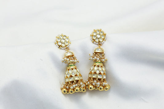 Long Clear Pachi Kundan Jhumka