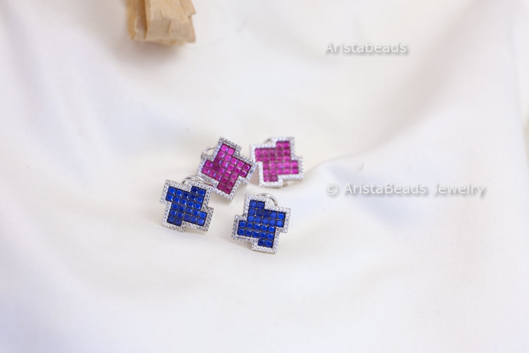 Dainty Cute Invisible CZ Studs - Style 2