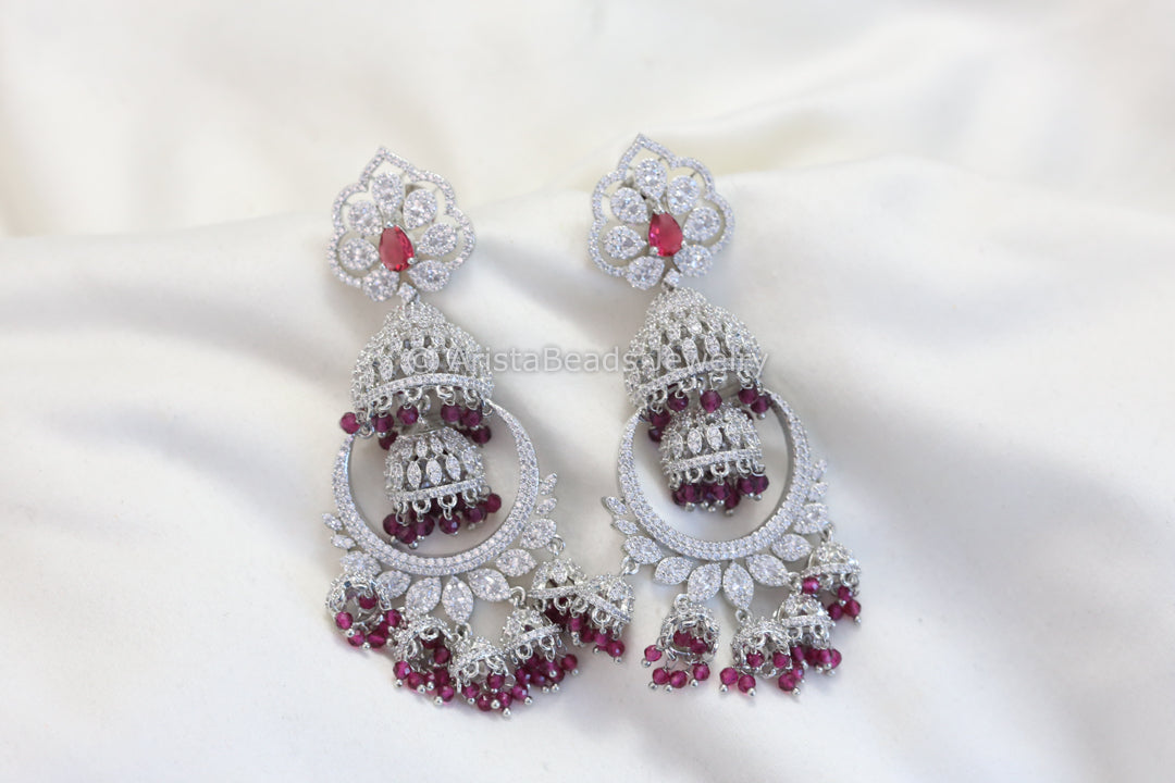 Nano CZ Chandbaai Jhumka - Red