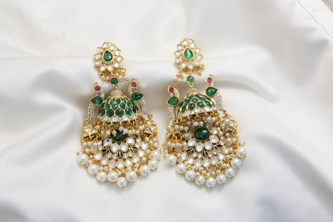 Large   Kundan Polki Jhumka Chandbaali