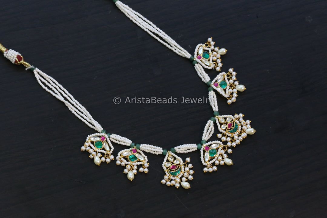 Multicolor Pachi Kundan Motif Mala Necklace