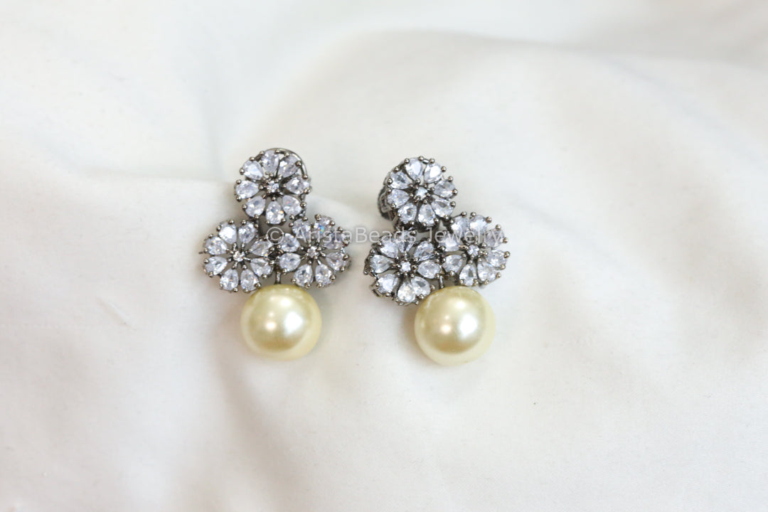 Dainty CZ & Pearl Earrings - Victorian