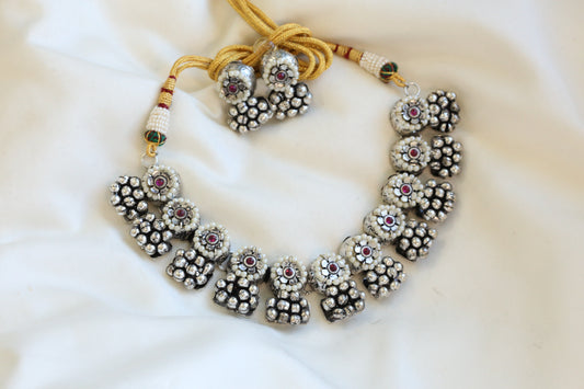 Gajra Oxidized Necklace Set