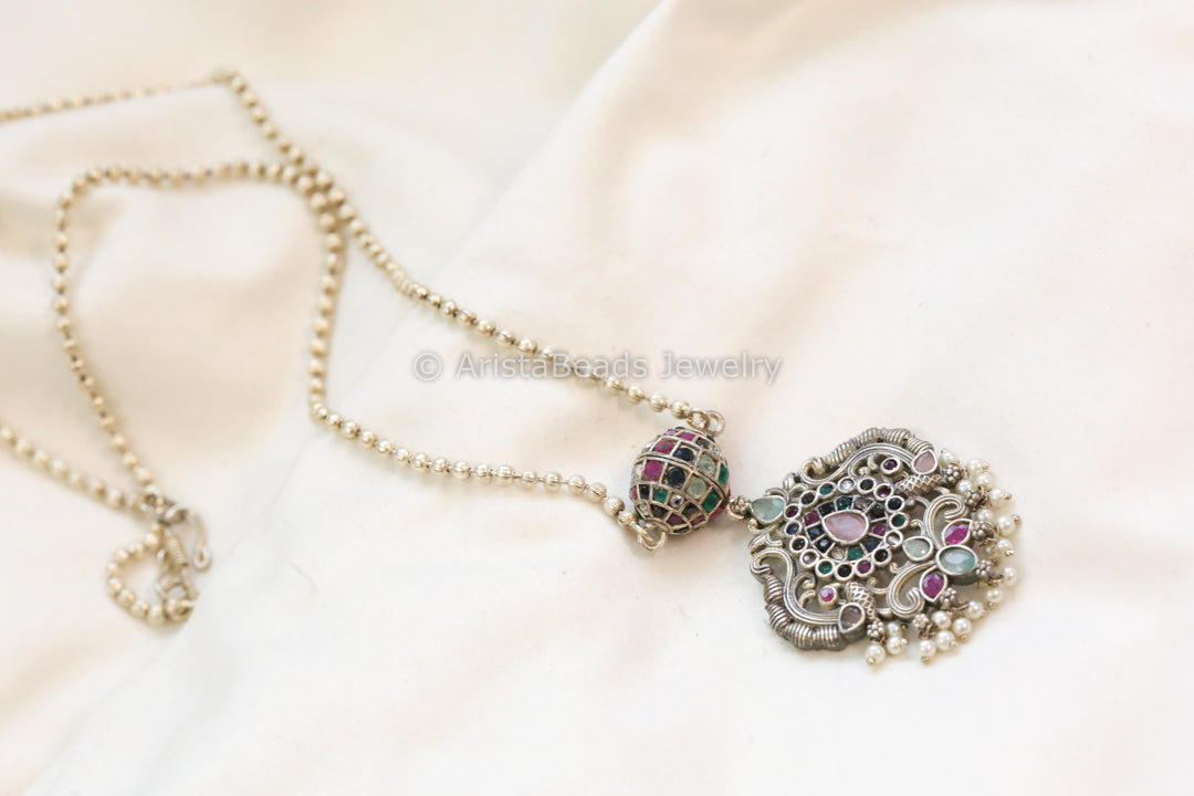 Jadau Look Pendant Necklace - Multi