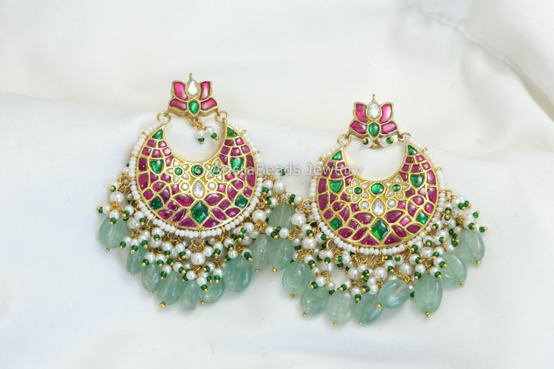 Next To Real Jadau Chandbaali - Fluorite Drops