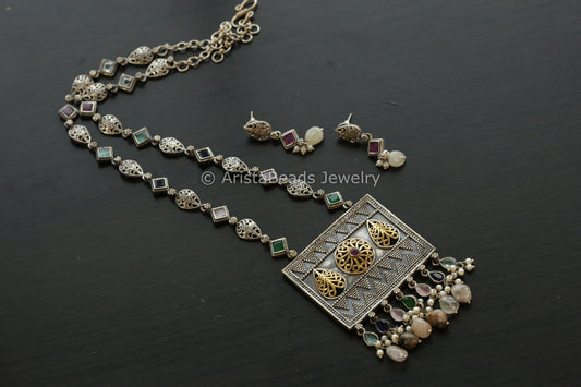 Suhana Dual Tone Necklace Set - Multicolor