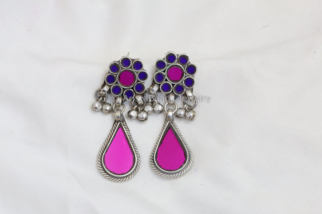 Alia Glass Earrings  - Pink & Purple