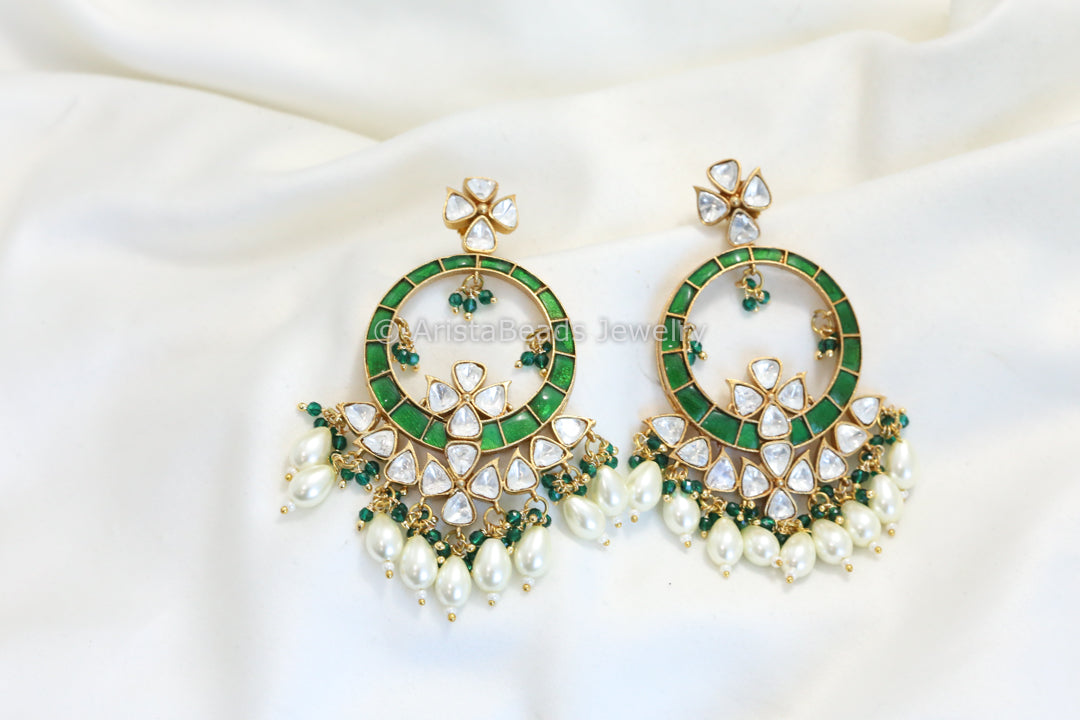 Polki Jadau Chandbaali - Green