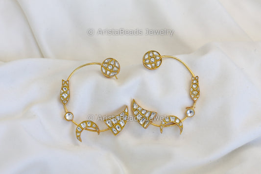 Contemporary Jadau Kundan Crescent Chandbaali  (101-36)