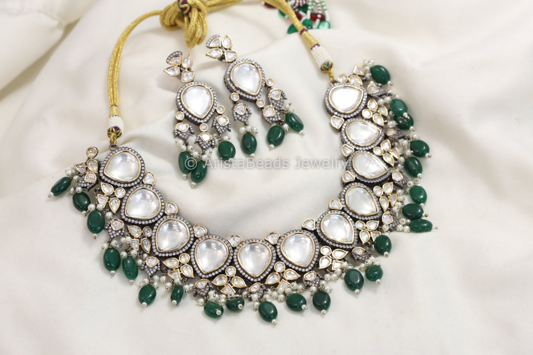 Premium  Victorian Uncut Polki Kundan Set