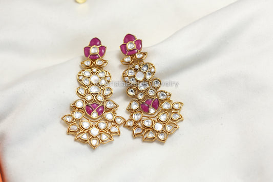 Ruby MOP Jadau & Uncut Polki Kundan Earrings