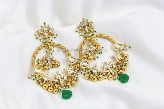 Fine Pachi Kundan Chandbaali - Clear