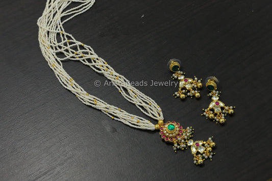 Dainty Pachi Kundan Necklace Set