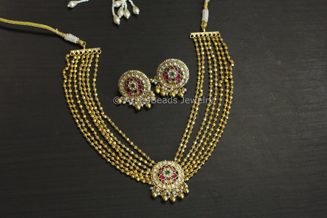 Laser Cut Ball Chain Pachi Necklace Set