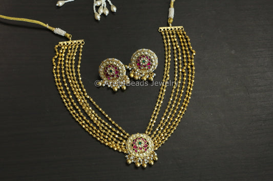 Laser Cut Ball Chain Pachi Necklace Set