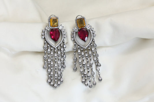 Premium Yellow Red Doublet CZ Earrings