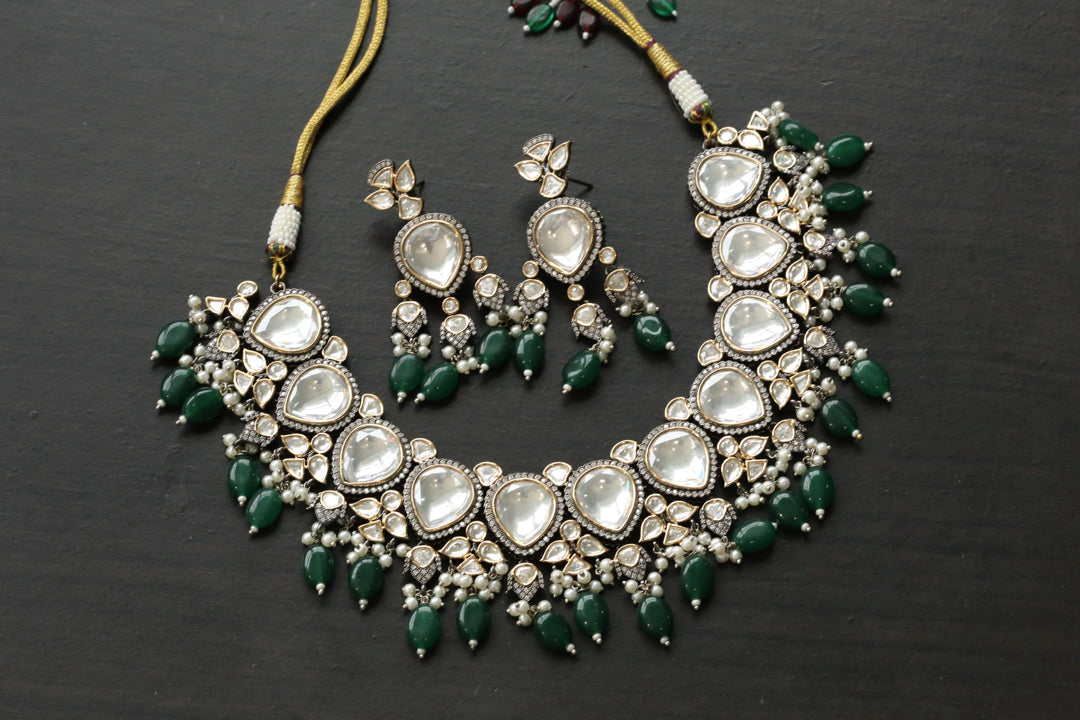 Premium  Victorian Uncut Polki Kundan Set